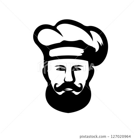 Illustration of a chef in a chef's hat. 127020964