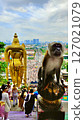 Gombak, Selangor Malaysia: April 18 2025: Batu Caves and the Murugan statue  (The Hindu god of war ) also known as Kartikeya , Skanda, Subrahmanya and Shanmukha. 127021079