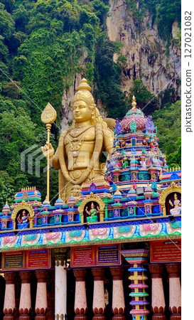 Gombak, Selangor Malaysia: April 18 2025: Batu Caves and the Murugan statue (The Hindu god of war ) also known as Kartikeya , Skanda, Subrahmanya and Shanmukha. Gombak, Selangor Malaysia: April 18 2025: Batu Caves and the Murugan statue (The Hindu god of war ) also known as Kartikeya , Skanda, Subrahmanya and Shanmukha. 127021082