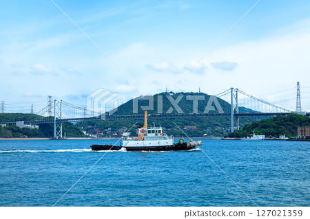 Kanmon Bridge and blue sky 127021359
