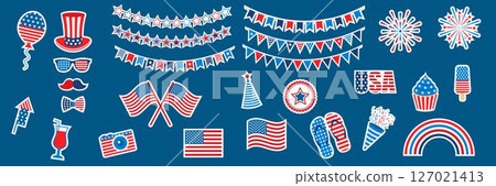 Independence Day Stickers. America Day. Vector Illustration. 127021413