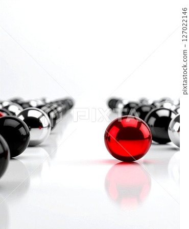 Transparent glass balls in red, silver and black 127022146