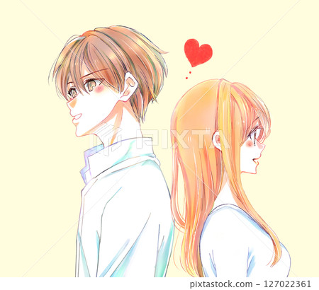 Back to back man and woman, love, distance 127022361