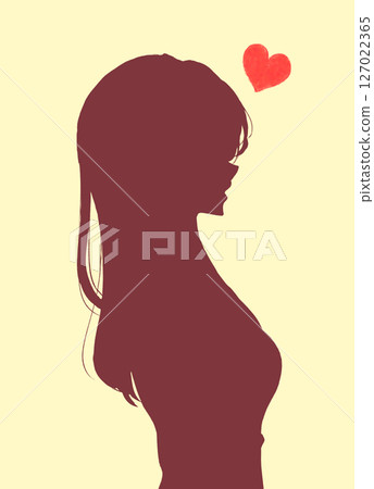 微笑的女人,愛,側面,剪影 微笑的女人,愛,側面,剪影 127022365