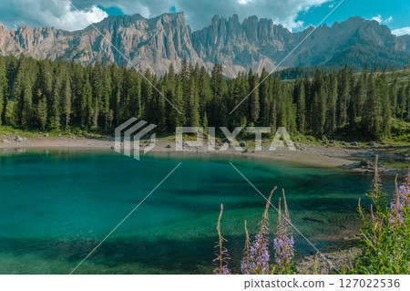 small alpine lake in the Dolomites 127022536