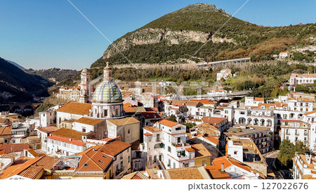 Vietri sul Mare with Colorful Rooftops and Dome 127022676