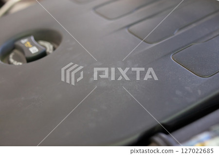 Rat footprint in the car engine 127022685