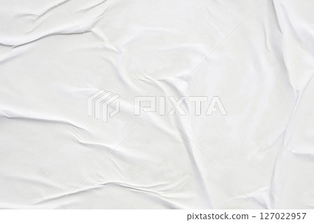 white crumpled and creased glued wrinkled paper poster texture background 127022957