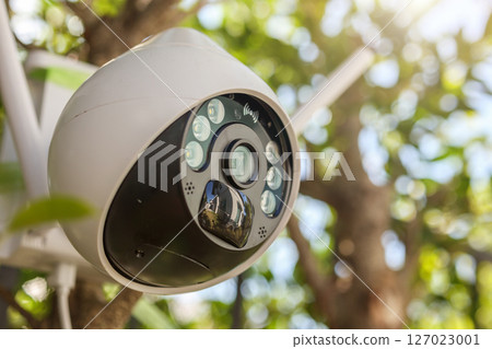 Security IP CCTV camera using solar energy install on the tree for home security system 127023001