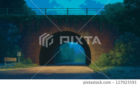 Night tunnel scene, anime style 127023591