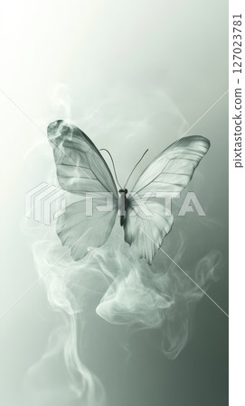 Translucent butterfly with ethereal smoke effect Translucent butterfly with ethereal smoke effect 127023781