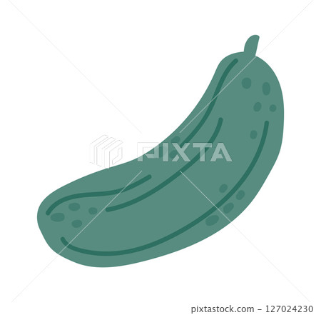 Whole, fresh cucumber resting horizontally, featuring a textured skin with unique spots and lines, embodying healthy eating habits and promoting a vibrant vegan lifestyle 127024230