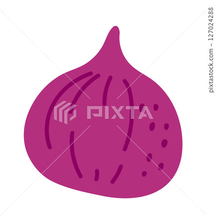 Hand drawn illustration of a ripe purple fig, capturing the fruit s unique texture and shape, ideal for food related designs or healthy eating promotions Hand drawn illustration of a ripe purple fig, capturing the fruit s unique texture and shape, ideal for food related designs or healthy eating promotions 127024288