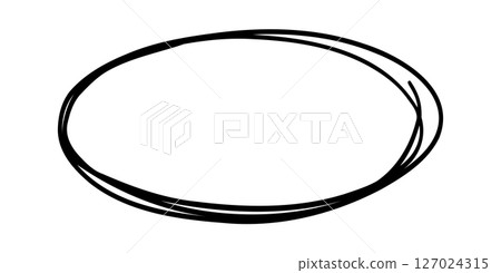 Irregular oval shape is drawn with multiple overlapping lines, creating a frame for text or design elements, conveying a handmade and organic aesthetic 127024315