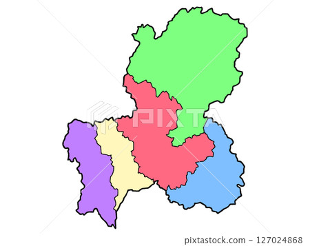 A slightly loose map of Gifu Prefecture, color-coded by region, Chubu region A slightly loose map of Gifu Prefecture, color-coded by region, Chubu region 127024868
