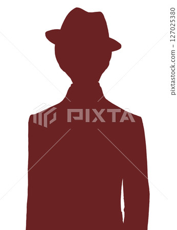 Man in suit and hat silhouette 127025380