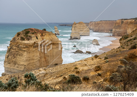 View of landscape and seascape the Twelve Apostles location is beautiful good view point at great ocean road australia 127025409
