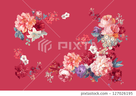 Artistic Botanical Print Set for Creative Design 127026195