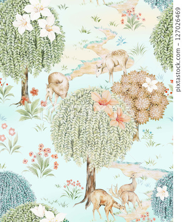 Serene Botanical Pattern Collection for Calming Decor 127026469