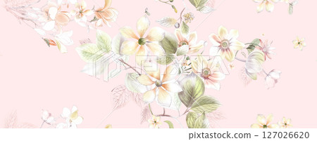 Serene Botanical Pattern Collection for Calming Decor 127026620