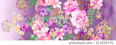Handpainted Watercolor Floral Pattern Collection 127026770