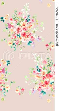 Handpainted Watercolor Floral Pattern Collection 127026809