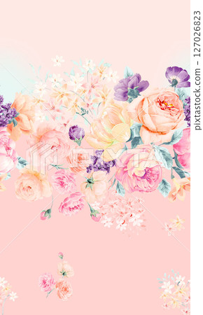 Handpainted Watercolor Floral Pattern Collection Handpainted Watercolor Floral Pattern Collection 127026823