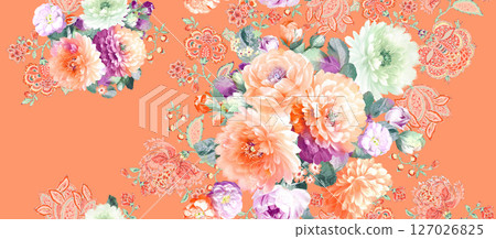 Handpainted Watercolor Floral Pattern Collection Handpainted Watercolor Floral Pattern Collection 127026825