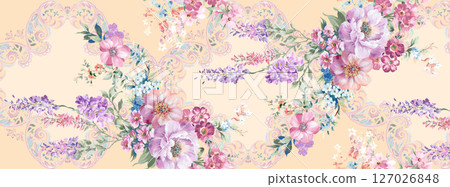 Handpainted Watercolor Floral Pattern Collection 127026848