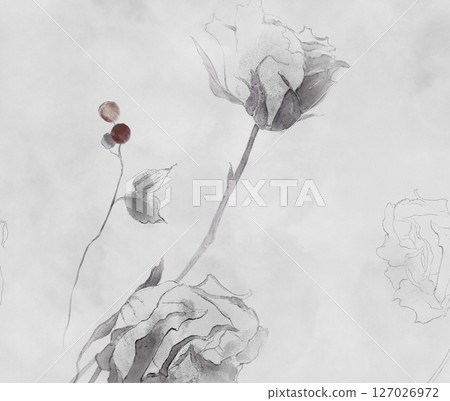 Artistic Watercolor Flower Motif Assortment 127026972