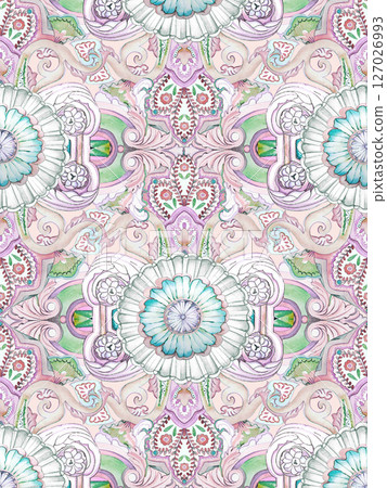 Artistic Watercolor Flower Motif Assortment 127026993