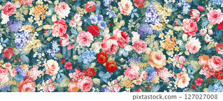 Artistic Watercolor Flower Motif Assortment 127027008