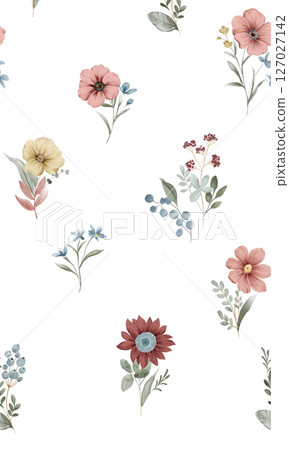 Whimsical Handdrawn Watercolor Floral Designs 127027142