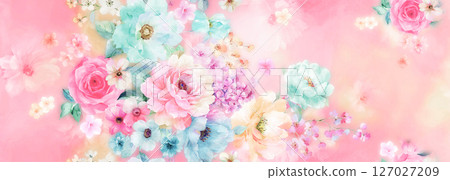 Delicate Watercolor Flower Pattern Series 127027209