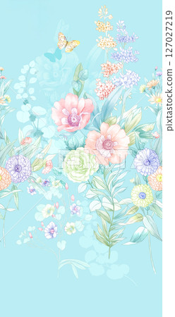 Delicate Watercolor Flower Pattern Series 127027219