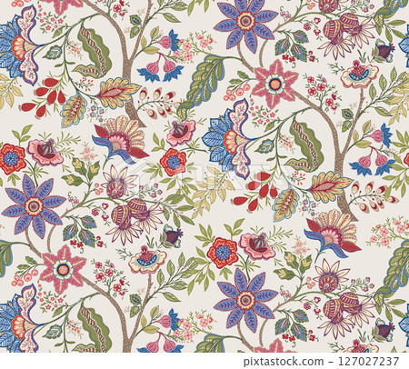 Delicate Watercolor Flower Pattern Series 127027237