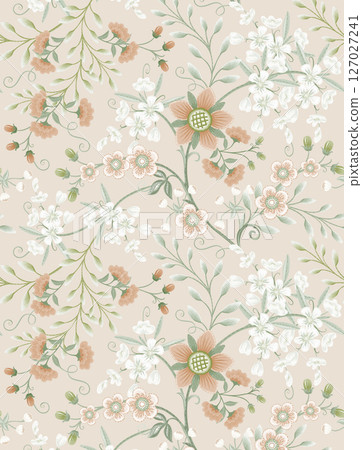 Delicate Watercolor Flower Pattern Series 127027241