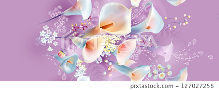 Delicate Watercolor Flower Pattern Series 127027258