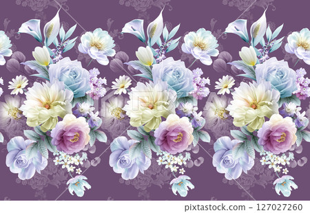 Delicate Watercolor Flower Pattern Series 127027260