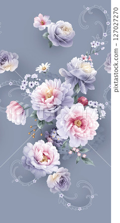 Delicate Watercolor Flower Pattern Series 127027270