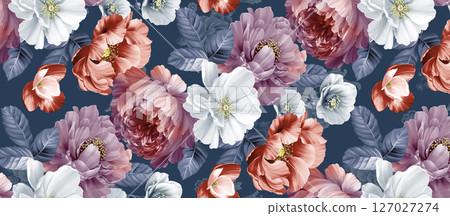 Delicate Watercolor Flower Pattern Series Delicate Watercolor Flower Pattern Series 127027274