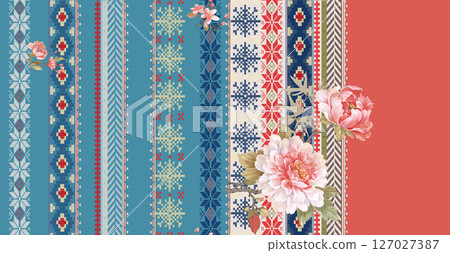 Charming Watercolor Floral Motif Collection 127027387