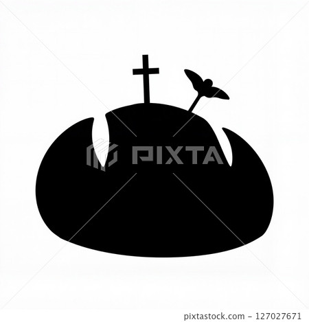 Traditional pan de muerto silhouette on white background, festive symbolism 127027671