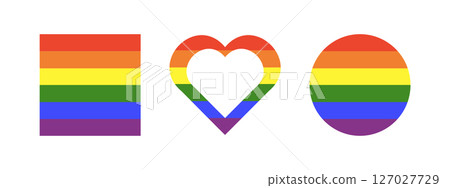 Rainbow flag heart frame. Gay pride circle, square backdrops. Progress Logotype symbols badges. LGBT icon. Stickers in rainbow colors set. Rounds, hearts, rectangles button. Minimal template design. Rainbow flag heart frame. Gay pride circle, square backdrops. Progress Logotype symbols badges. LGBT icon. Stickers in rainbow colors set. Rounds, hearts, rectangles button. Minimal template design. 127027729
