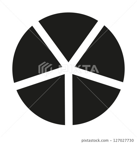Circle division on 5 equal parts icon. Wheel divided diagrams with five segments. Infographic black round element. Coaching blank printable pattern. Circle division on 5 equal parts icon. Wheel divided diagrams with five segments. Infographic black round element. Coaching blank printable pattern. 127027730