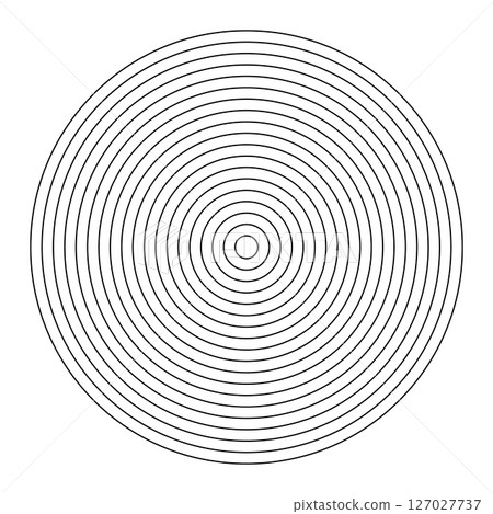 Polar grid pattern of 18 concentric circles. Wheel of life outline template. Coaching blank. Habits tracker. Diagram divided on eighteen equal segments. Blank polar graph paper. Black thin graphic. 127027737
