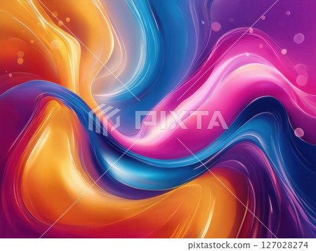 Colorful wall swirl of paint with a rainbow of colors 127028274