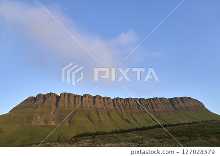 Deep depth of field landscape shot of irish rural scene in County Sligo, Ireland, incorporating Benbulben mountain 127028379