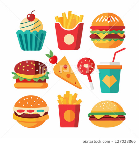 fast food icons set of fast food 127028866
