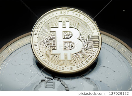 bitcoin on the black background 127029122
